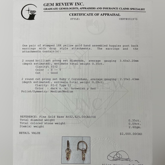 18k drop earring - Picture 3 of 6